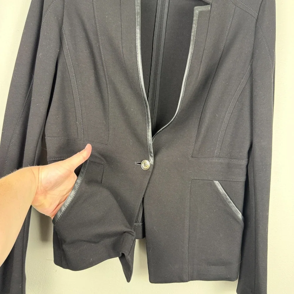 White House Black Market Blazer Jacket Women 10 Black Single-Button Career Fancy - Picture 13 of 16